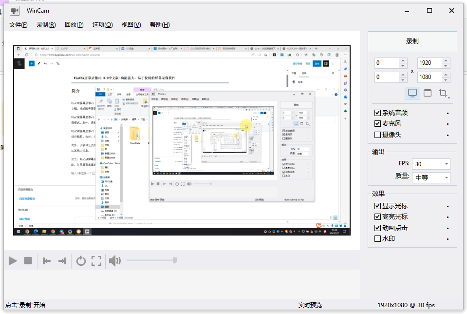 WinCAM屏幕录像v3.3.0中文版-功能强大、免安装的屏幕录像软件 - 狗凯之家免费源码网