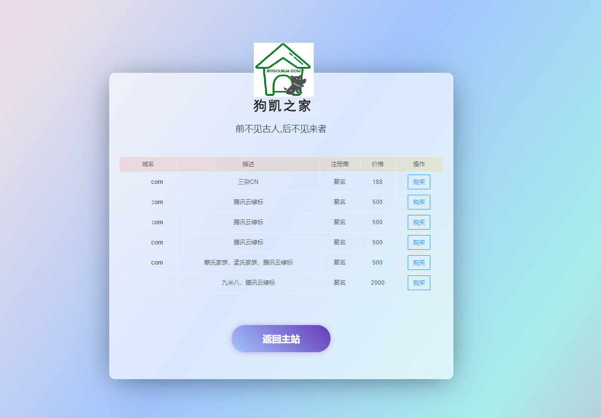 域名出售单页HTML模板PHP引导页源码 - 狗凯之家免费源码网