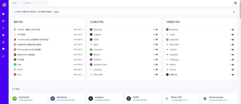 极客猿网址导航源码V3.0开源版，附带后台管理系统 - 狗凯之家免费源码网