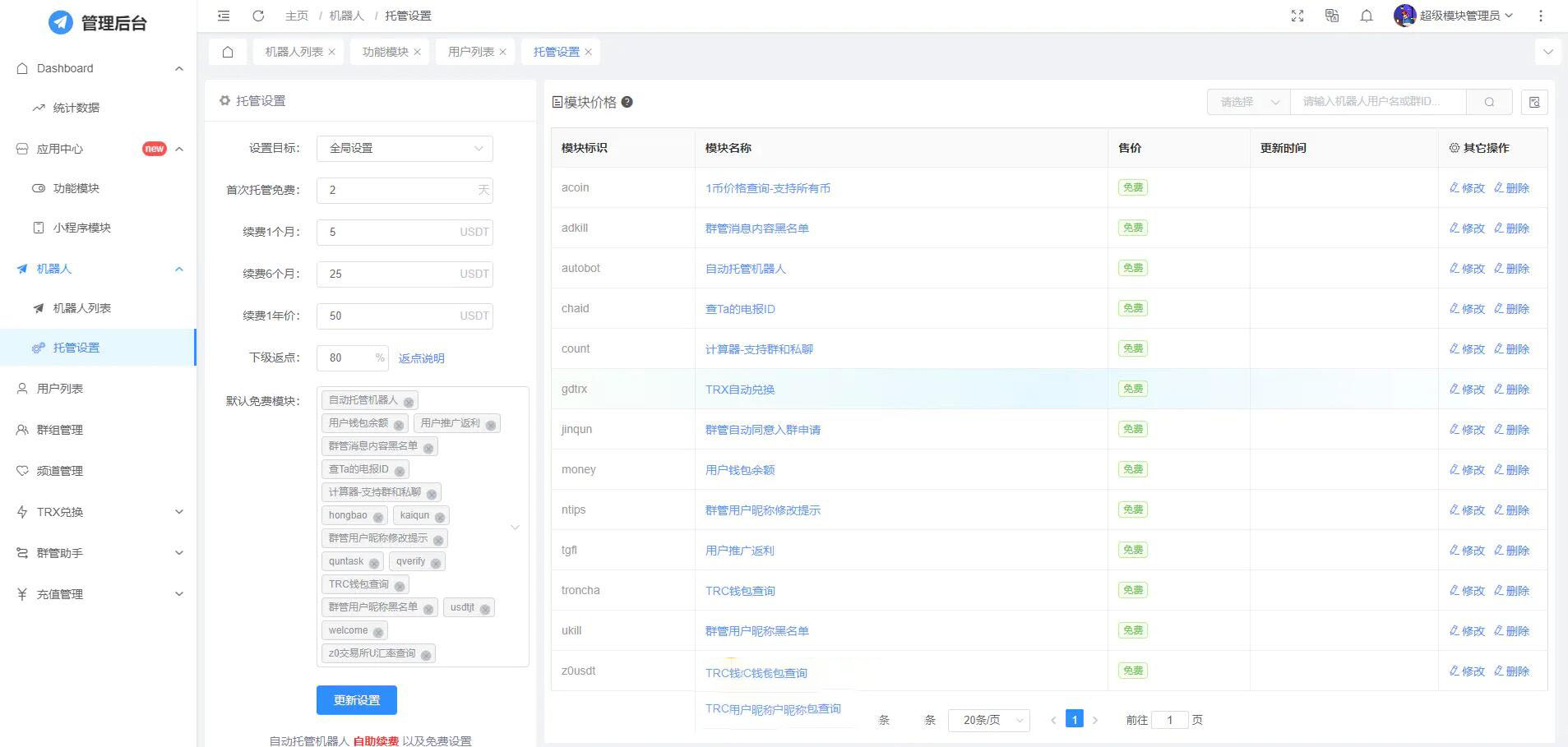 全功能tgbotTelegram机器人多功能有后台版源码 - 狗凯之家免费源码网
