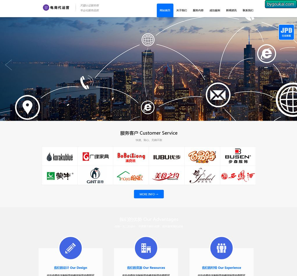 店铺代运营类网站pbootcms模板源码 - 狗凯之家免费源码网