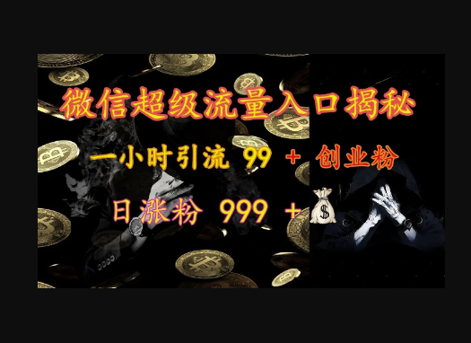 微信超级流量入口揭秘：一小时引流 99 + 创业粉，日涨粉 999 + - 狗凯之家免费源码网