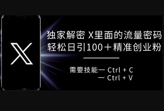 独家解密 X 里面的流量密码，复制粘贴轻松日引100+ - 狗凯之家免费源码网