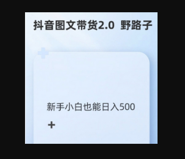抖音图文带货野路子2.0玩法，暴力起号，单日收益多张，小白也可轻松上手 - 狗凯之家免费源码网