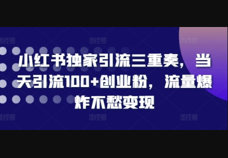 小红书独家引流三重奏，当天引流100+创业粉，流量爆炸不愁变现 - 狗凯之家免费源码网