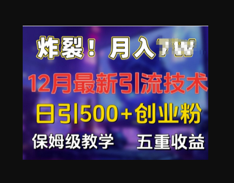 炸裂!揭秘12月最新日引流500+精准创业粉，多重收益保姆级教学 - 狗凯之家免费源码网