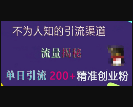 不为人知的引流渠道，流量揭秘，实测单日引流200+精准创业粉 - 狗凯之家免费源码网