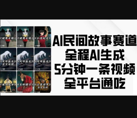 AI民间故事赛道，全程AI生成5分钟一条视频，全平台通吃 - 狗凯之家免费源码网