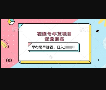 视频号年货项目，流量贼猛，早布局早挣钱，日入上k - 狗凯之家免费源码网