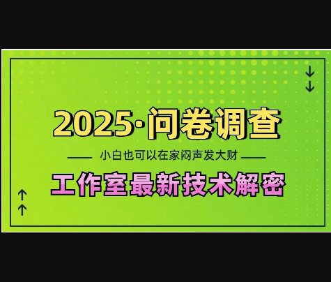 2025问卷调查最新工作室技术解密：一个人在家也可以闷声发大财，小白一天2张，可矩阵放大 - 狗凯之家免费源码网