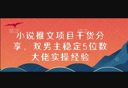 小说推文项目干货分享，双男主稳定5位数大佬实操经验 - 狗凯之家免费源码网