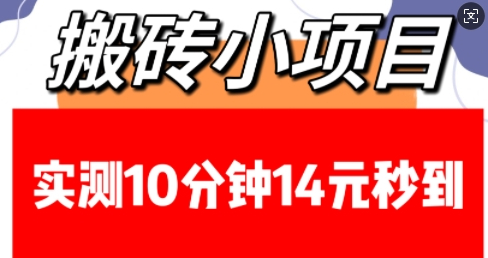 搬砖小项目，实测10分钟14元秒到，每天稳定几张(赠送必看稳定) - 狗凯之家免费源码网
