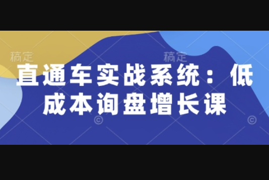 直通车实战系统：低成本询盘增长课，让个人通过技能实现升职加薪，让企业低成本获客，订单源源不断 - 狗凯之家免费源码网