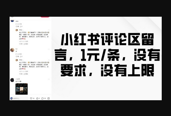 小红书评论区留言，1元条，没有要求，没有上限 - 狗凯之家免费源码网