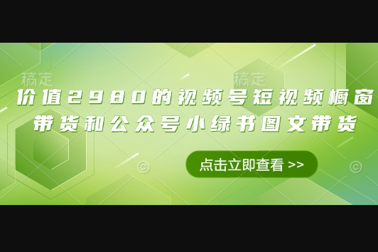 价值2980的视频号短视频橱窗带货和公众号小绿书图文带货 - 狗凯之家免费源码网