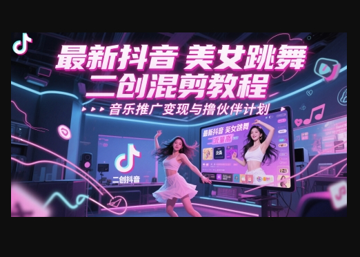 最新抖音美女跳舞二创混剪教程，流量高，音乐推广变现与撸伙伴计划 - 狗凯之家免费源码网