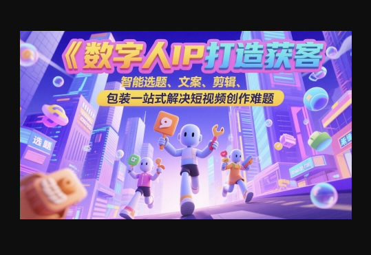 数字人IP打造获客变现实操课，智能选题、文案、剪辑、包装一站式解决短视频创作难题 - 狗凯之家免费源码网
