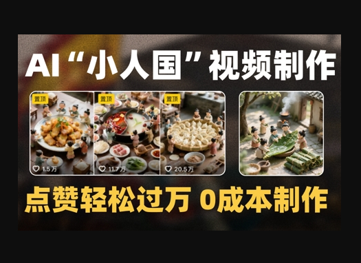 爆款1000W+播放微缩景观迷你小人国AI视频0成本制作全流程教学 - 狗凯之家免费源码网
