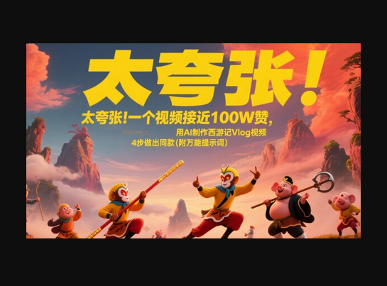 太夸张！一个视频接近100W赞，用AI制作西游记Vlog视频，全流程拆解来了(附万能提示词) - 狗凯之家免费源码网
